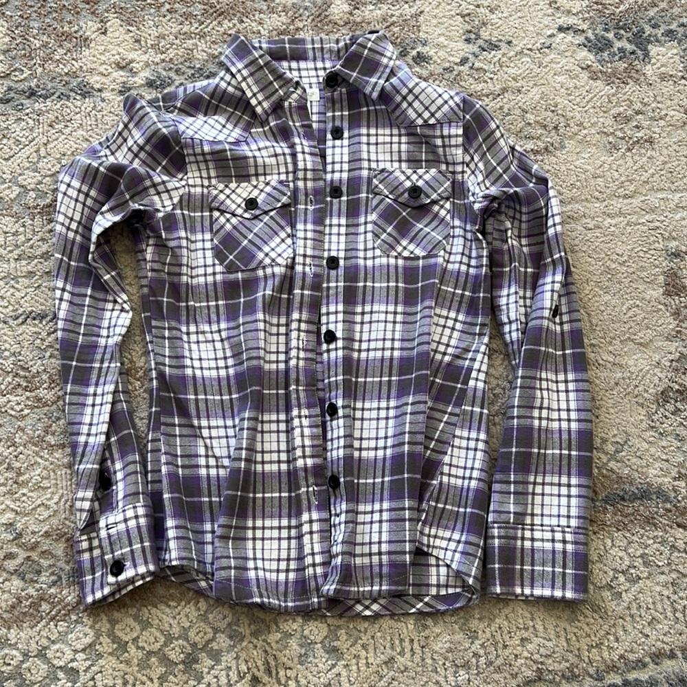 Womens lavender plaid button up